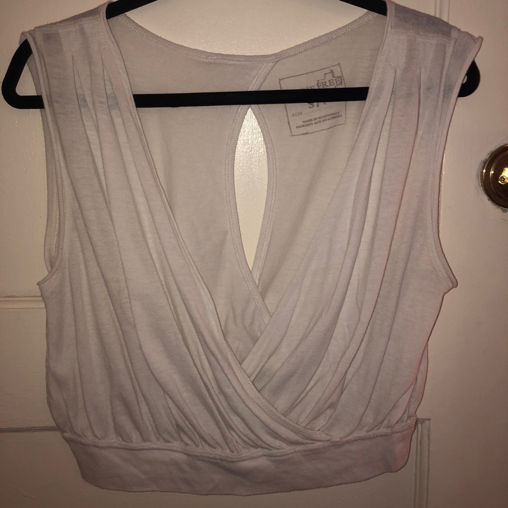 White Free People Flowy Cross Top